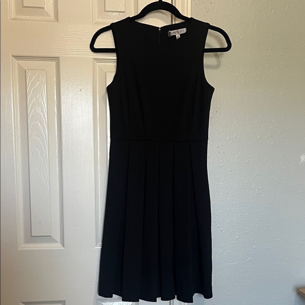 Jennifer Lopez Elegant Black Pleated Mini Dress